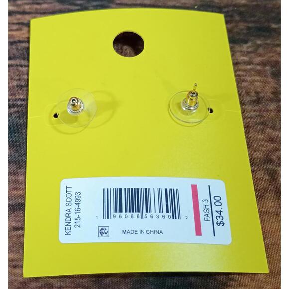 Kendra Scott Pink Heart Stud Earrings 14K Gold Over Brass - Picture 3 of 4